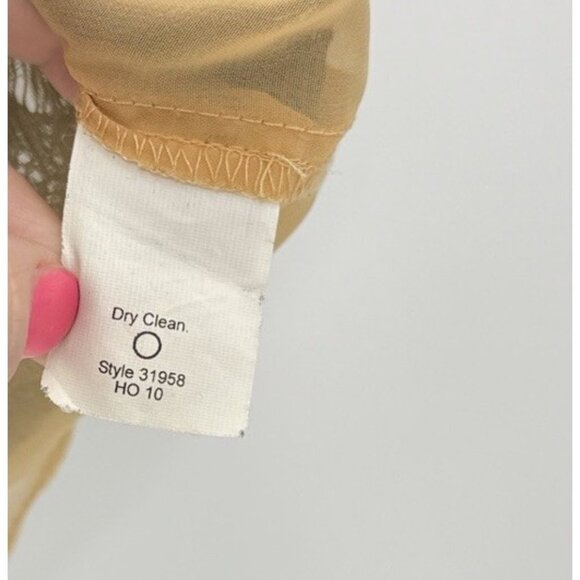 J.Crew Factory Black & Beige‎ Lace Overlay Blouse Short Sleeve Shirt Nylon Sz Sm - Picture 6 of 9